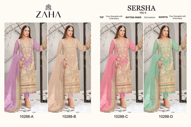 Sersha Vol 6 By Zaha 10288 A To D Georgette Pakistani Suits Wholesalers in Delhi
